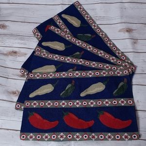Cinco de Mayo festive summer chili peppers tapestry table placemats set of 4